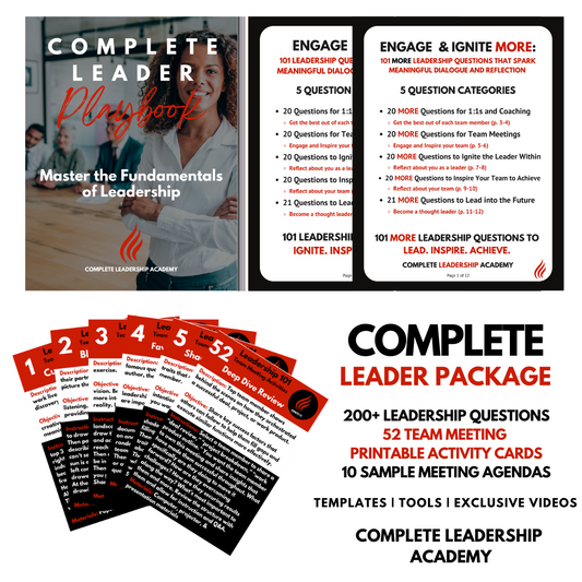 COMPLETE LEADER Package: 200+ Leadership Questions, 52 Team Meeting Activity Cards, 10 Meeting Agendas, Templates, Tools, & More (*Most Popular*)