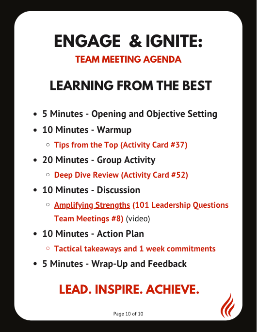 COMPLETE LEADER Package: 200+ Leadership Questions, 52 Team Meeting Activity Cards, 10 Meeting Agendas, Templates, Tools, Exclusive Videos, and more (*Most Popular*)